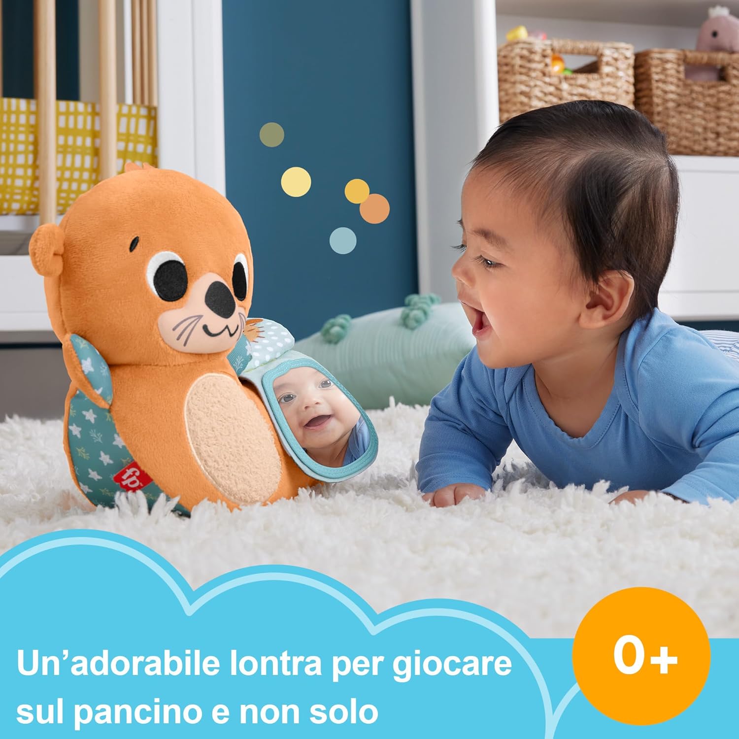 Thumbnail 1 de Fisher-Price Lontra 2-in-1 HXG96: peluche sensoriale con suoni, movimento e specchietto