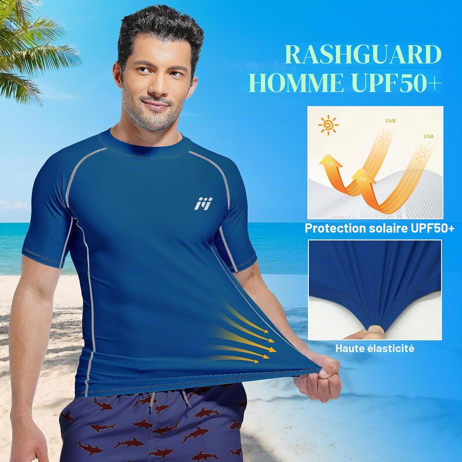 Thumbnail 3 de MEETWEE Rashguard Homme UPF 50+ – Haut de Bain Anti-UV à manches courtes/longues, séchage rapide
