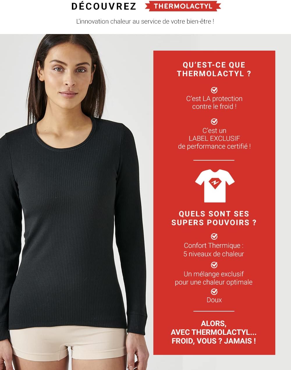 Thumbnail 4 de Damart T-shirt manches longues en maille ajourée Thermolacty, sous-vêtement femme