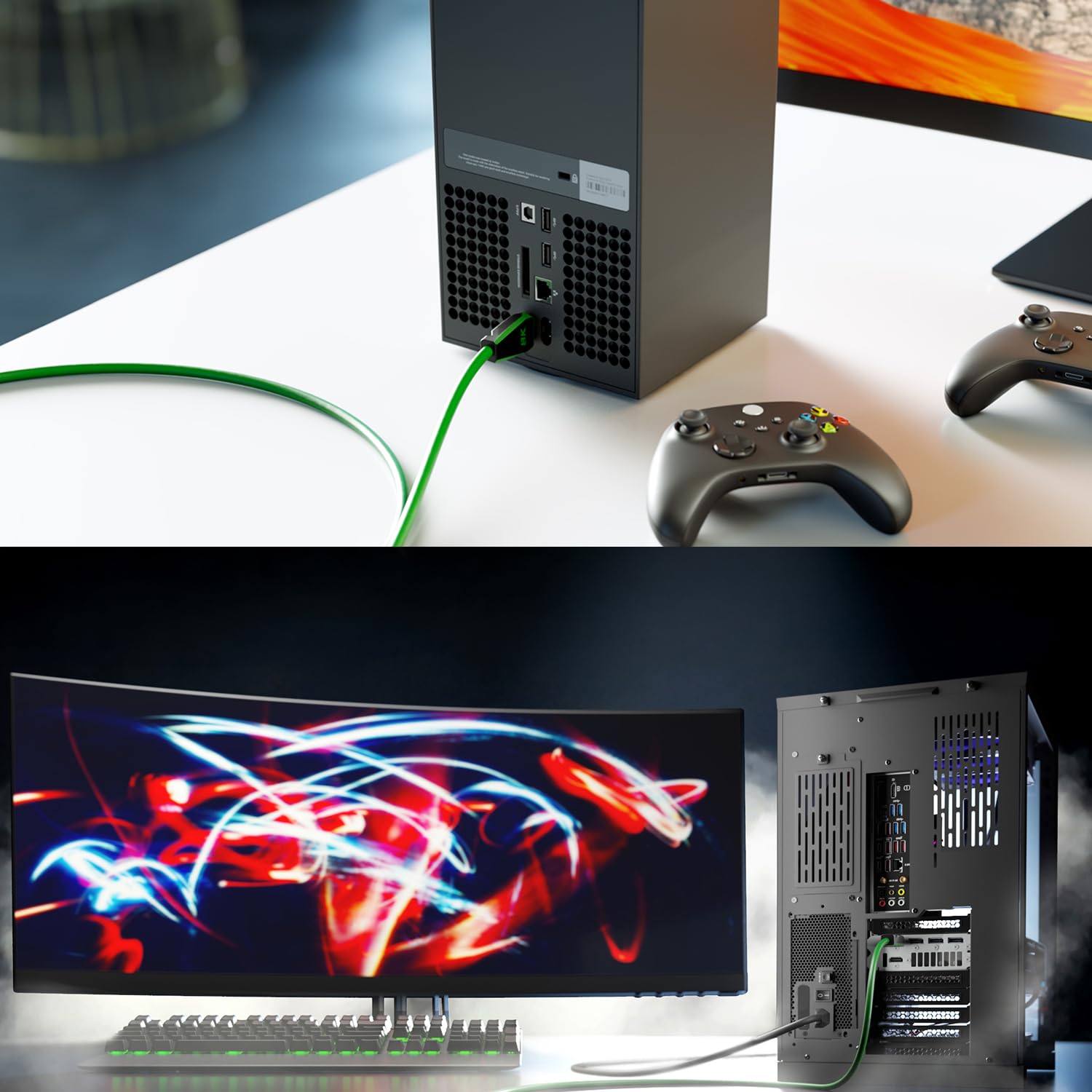 Thumbnail 2 de KabelDirekt HDMI 2.1b Ultra High Speed – 3 m, grün, zertifiziertes 8K/144 Hz Kabel für Gaming und Profi-Anwendungen