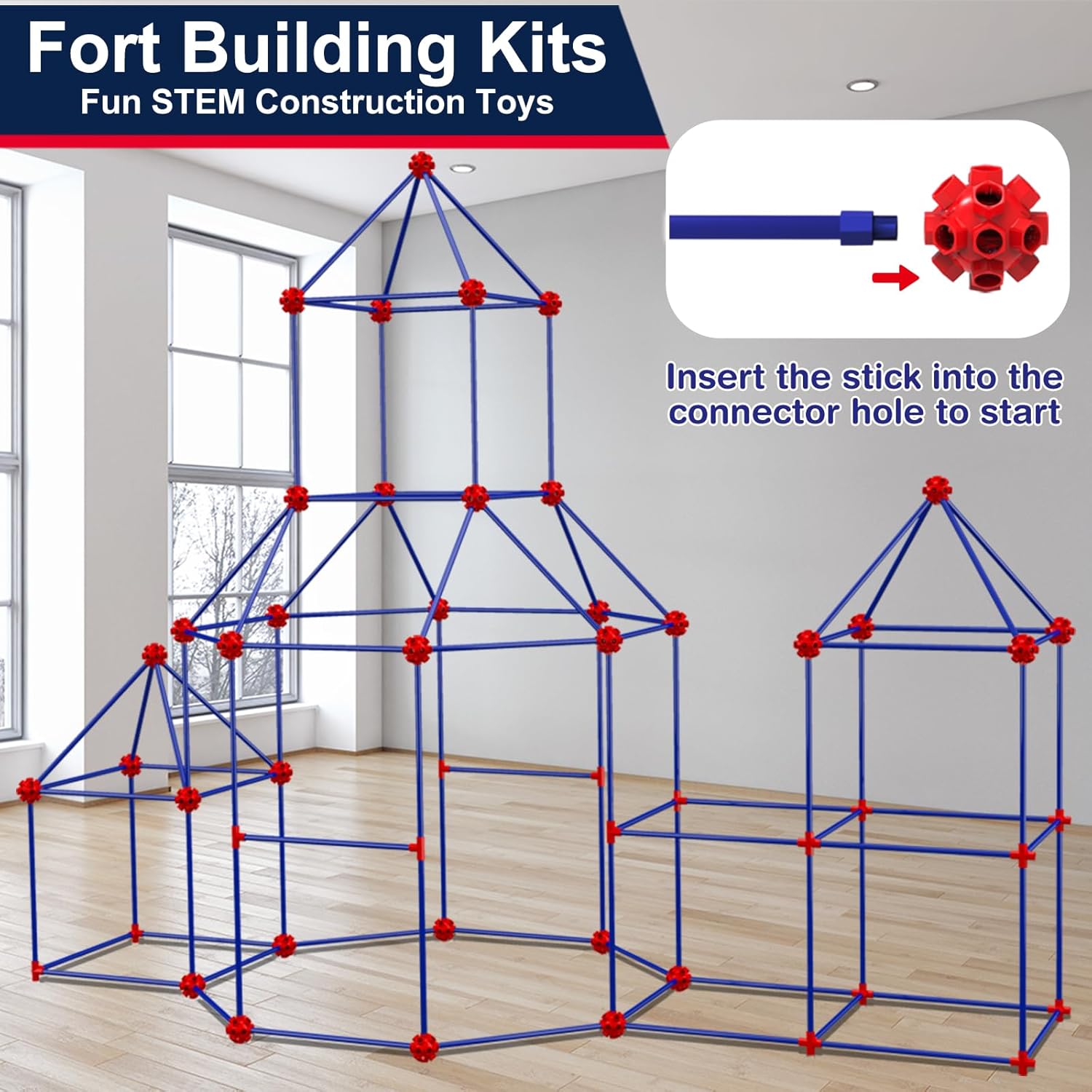 Thumbnail 1 de OleFun 180 Pack Fort Building Kits for Kids (Ages 4–8): Creative STEM Play for Castles, Tunnels, and Tents