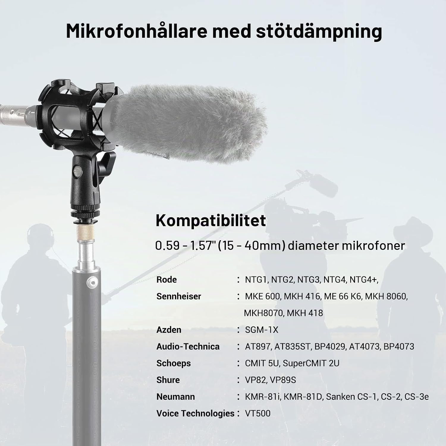 Detalle 2 de SMALLRIG 1859 mikrofonfäste för kamerasko och bom, 5/8 till 3/8 tum