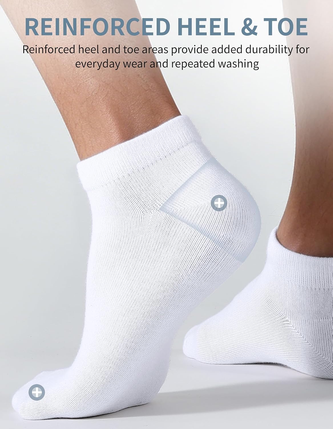 Detalle de CLOSEMATE 5/10 Pairs Ankle Socks for Men and Women – Breathable Cotton, Reinforced Heel & Toe, Non-Slip Low Cut