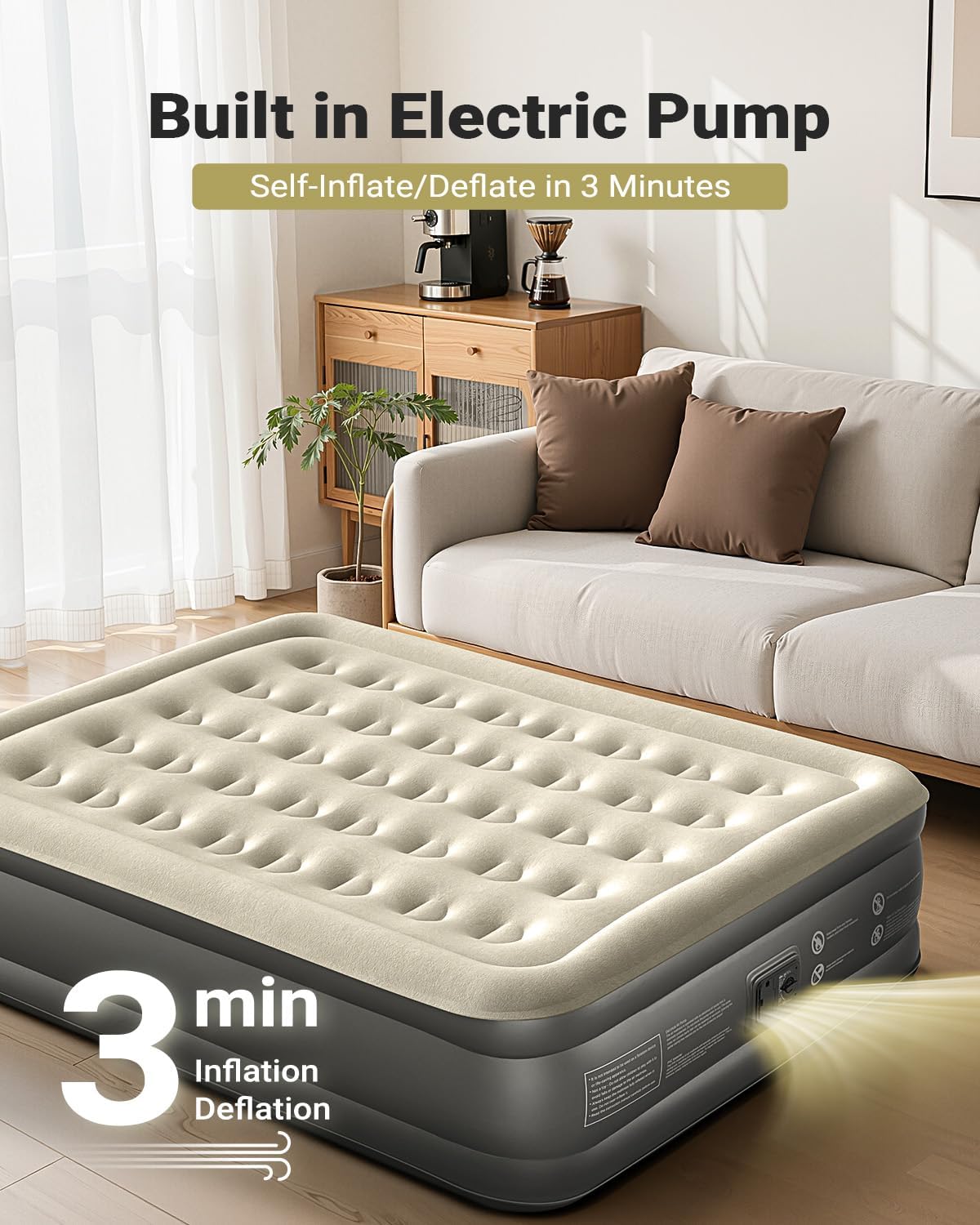 Detalle 2 de iDOO Air Mattress Queen 650 lb capacity mattress