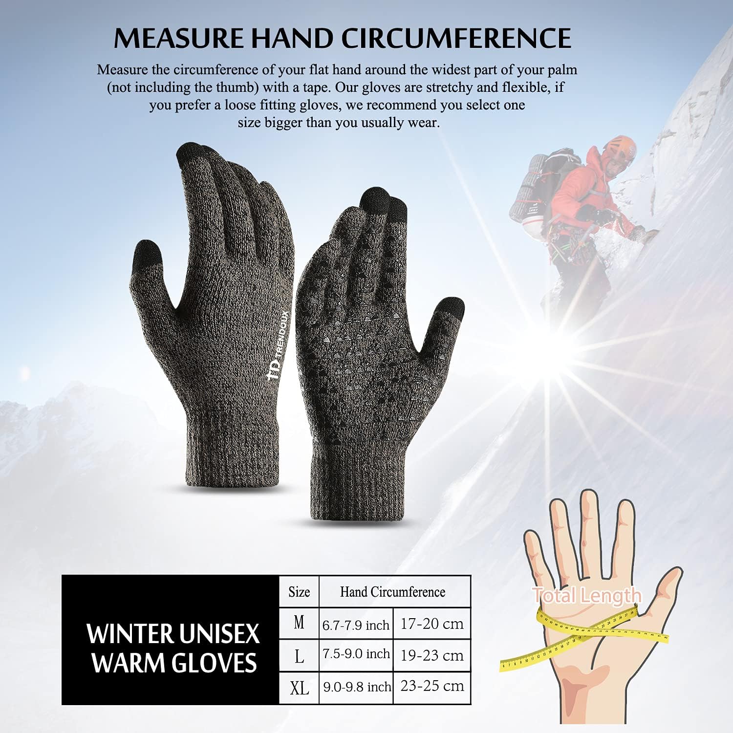 Thumbnail 4 de TRENDOUX Winter Gloves touchscreen thermal gloves