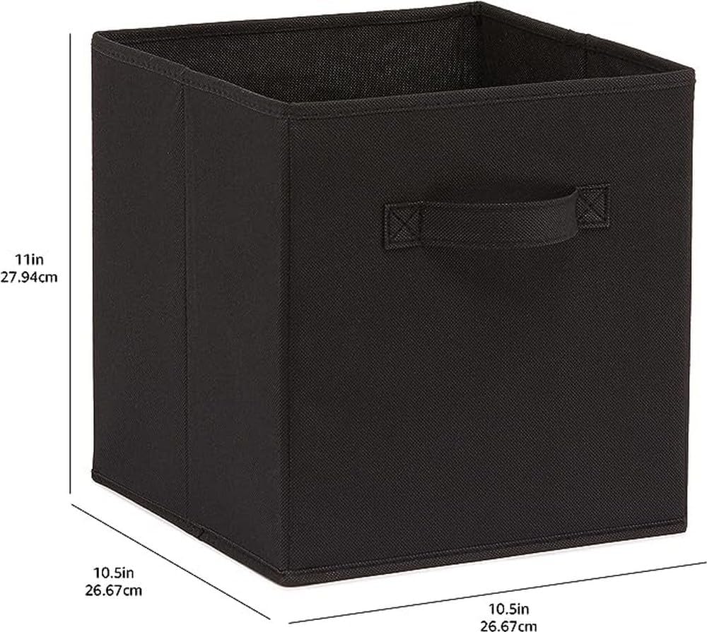 Detalle de Amazon Basics Zusammenklappbarer Aufbewahrungswürfel aus Stoff, 6er-Set, Schwarz