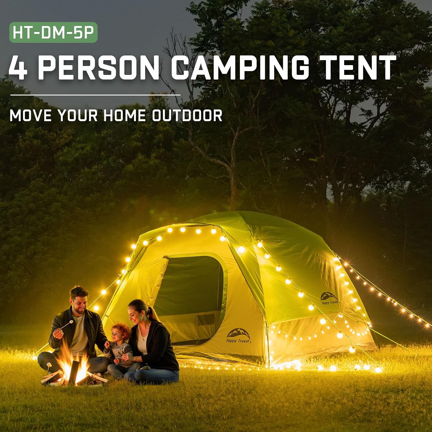 Thumbnail 6 de Happy Travel Camping Tent: 4-6 Person Dome Tent with Rainfly