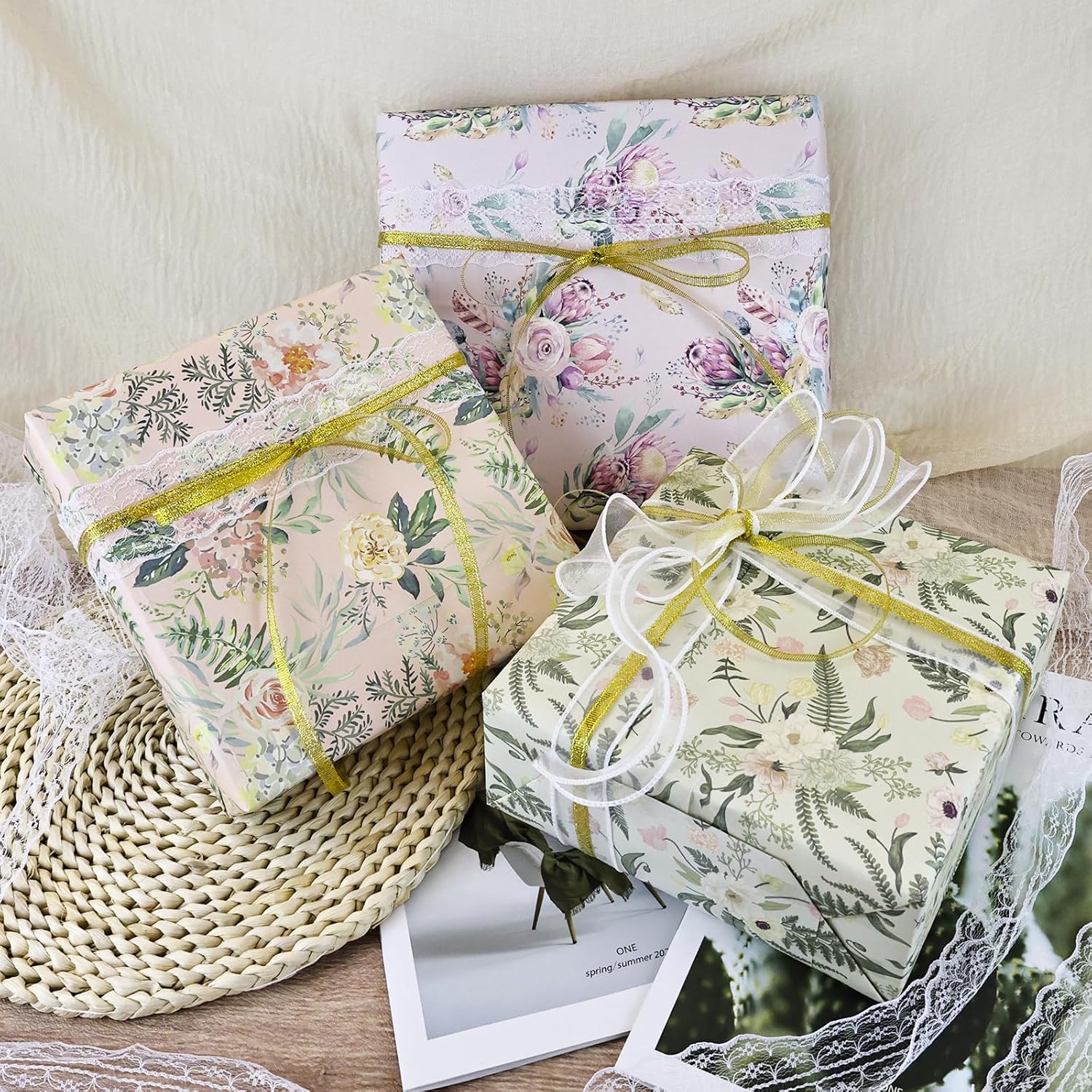 Thumbnail 2 de Kraft Wrapping Paper Sheet with Wild Flower Design – Ideal for Gifts, Crafts and Occasions