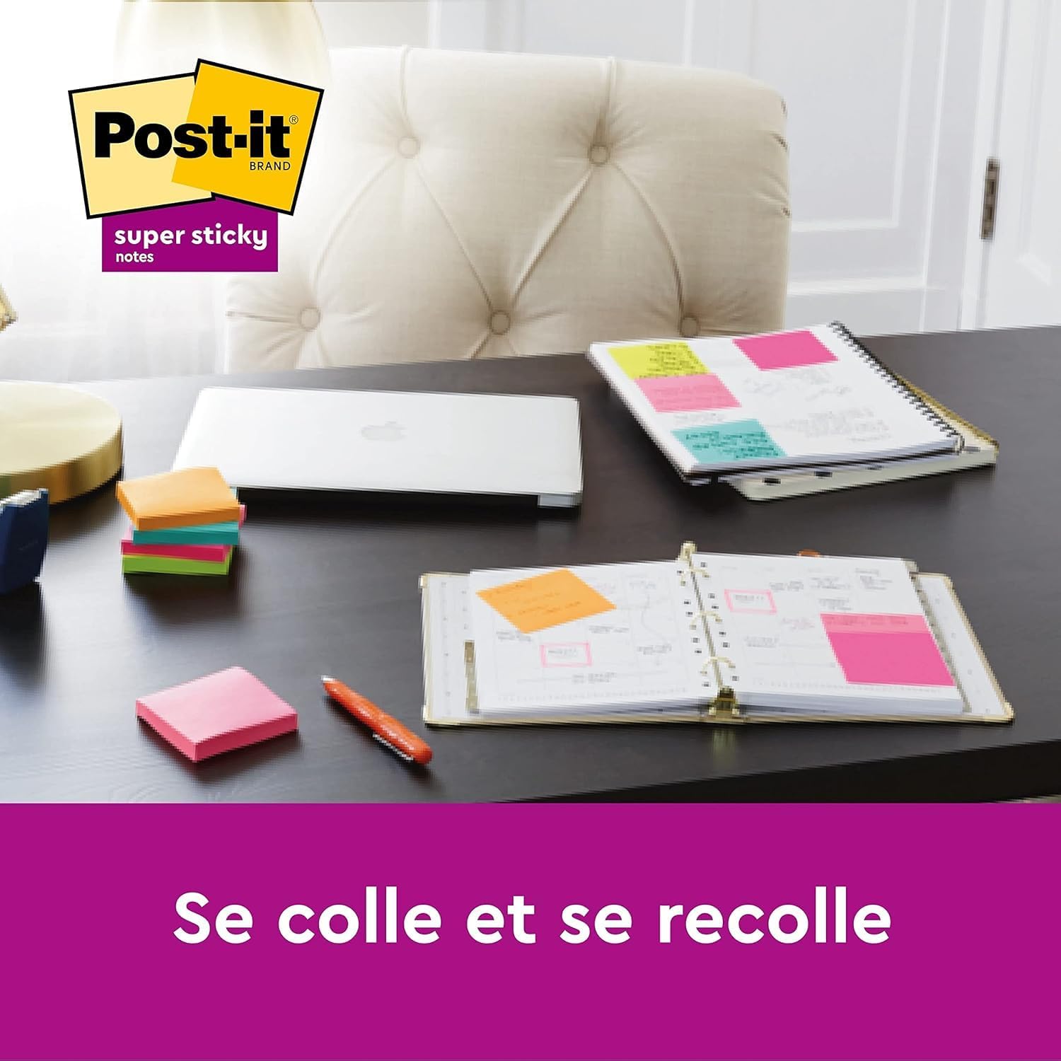 Detalle de Post-it Notes Super Sticky 47,6 mm x 47,6 mm 12 blocs