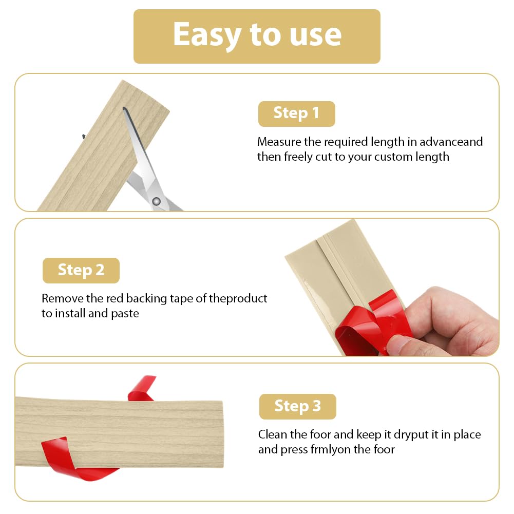 Thumbnail 4 de Übergangsprofil 5×300 cm T-Profil – selbstklebende Übergangsleiste aus PVC (Ahornholz-Optik)