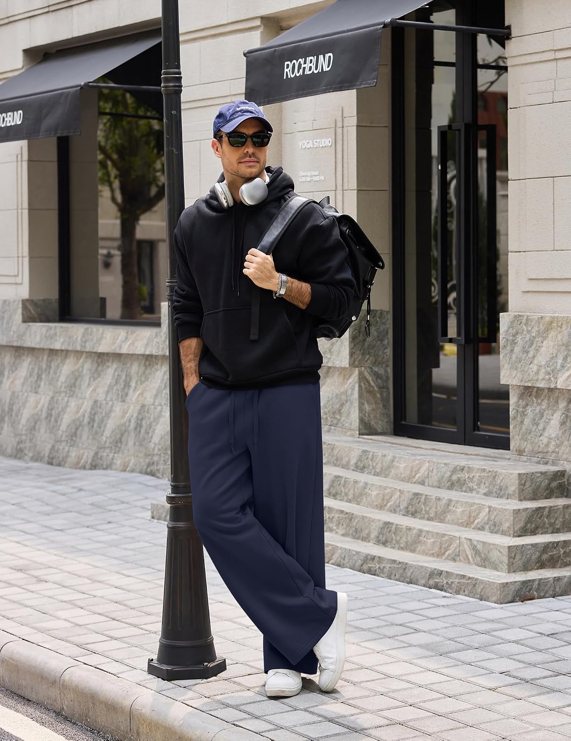Detalle 1 de COOFANDY Men's Wide-Leg Sweatpants, Cotton Blend