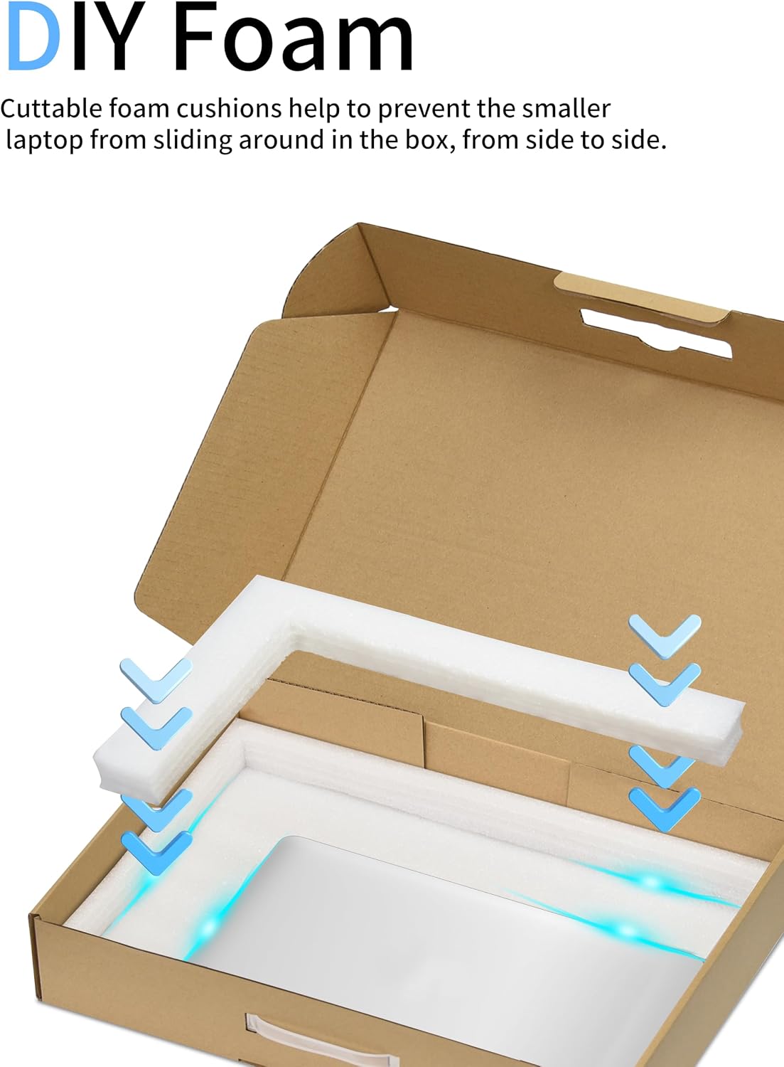 Detalle 2 de Orionstar laptop box with protection foam (up to 17.3-inch) for secure shipping and posting