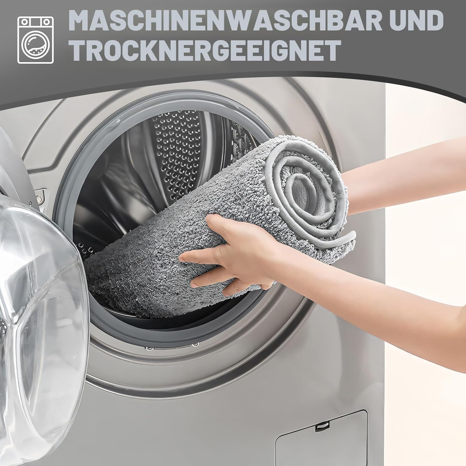 Thumbnail 5 de wyewye Mikrofaser-Badematte 60x120 cm Grau – 2 cm Dicke, super saugfähig und rutschfest