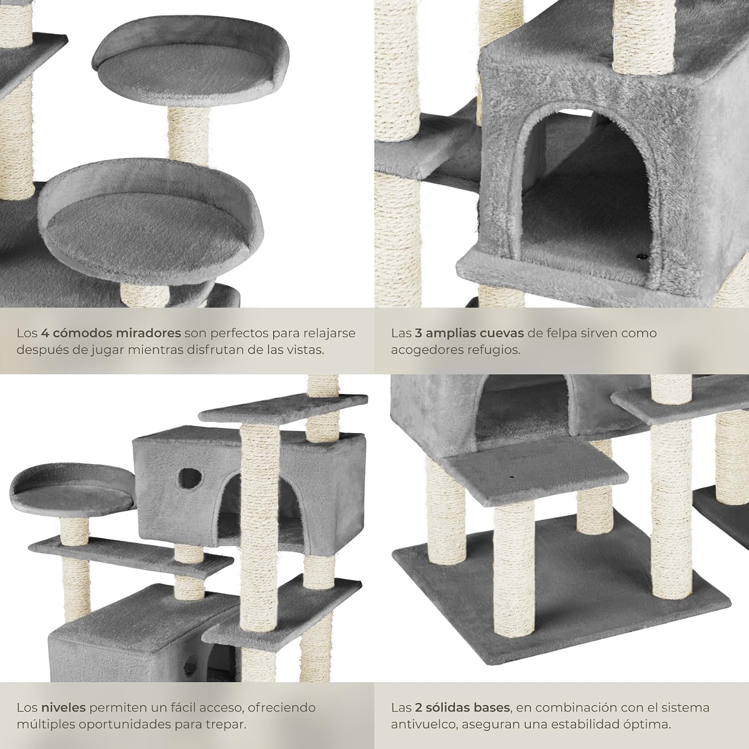 Detalle 2 de tectake® Arbol Rascador para Gatos 4 niveles