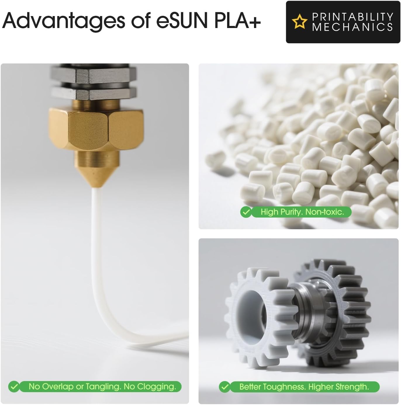 Thumbnail 3 de eSUN PLA+ Filament 1.75mm, 10kg Enhanced Toughness – Cold White