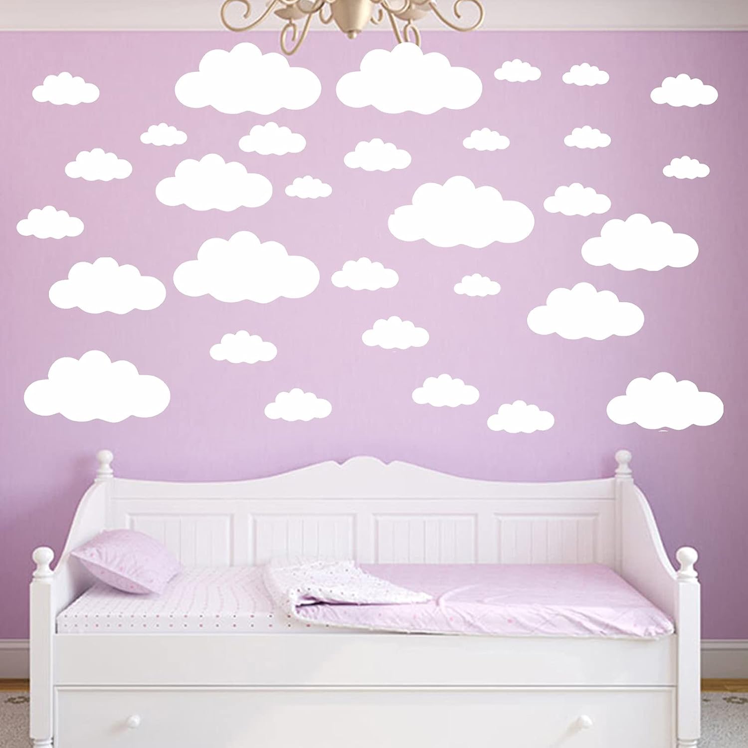Detalle 1 de ZLZLCFZE White Cloud Wall Decals, 31-Piece Waterproof Vinyl Set