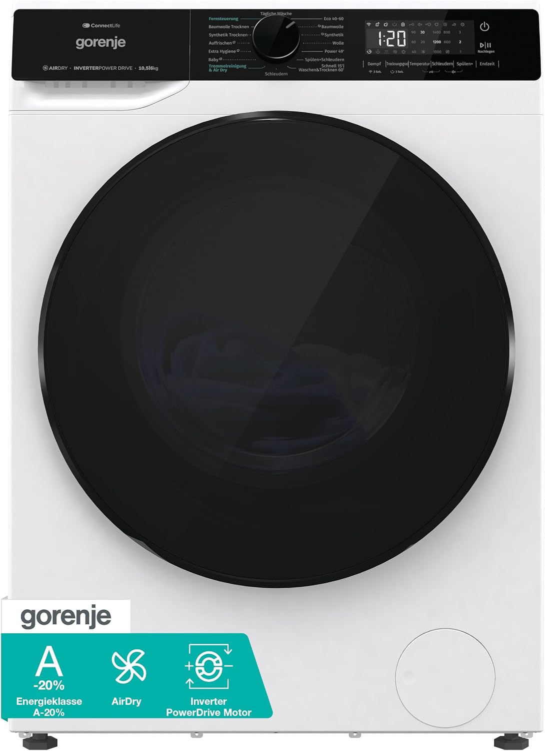 Detalle de Gorenje WD2PA1X64ADW/DE Waschtrockner Connect Life – effiziente Allroundlösung mit Allergie-Schutz
