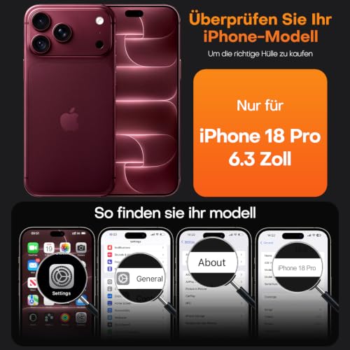 Detalle de TAURI Hülle für iPhone 18 Pro 6,3" Transparent mit Schutzfolie – MagSafe 25 W