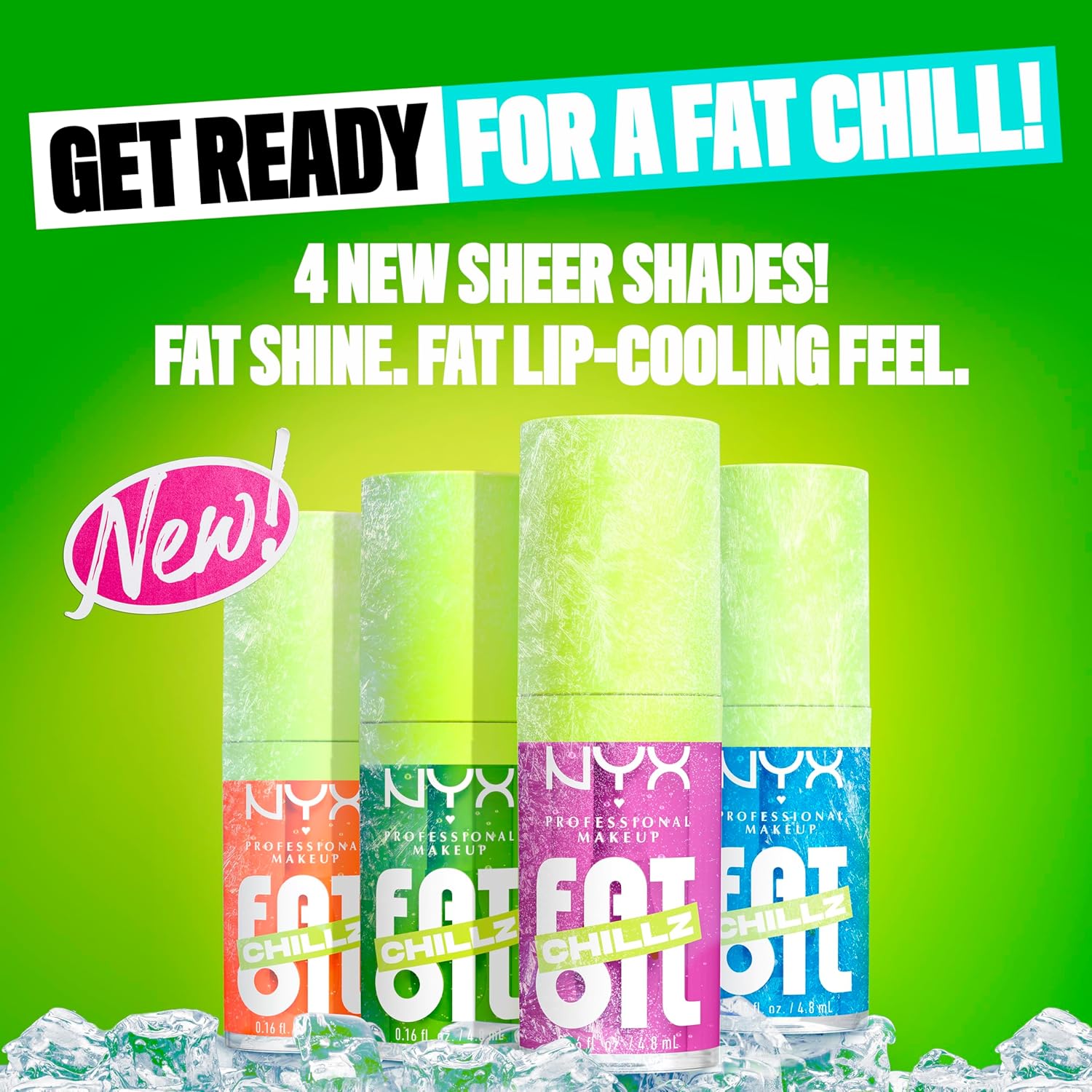 Thumbnail 2 de NYX Professional Makeup Fat Oil Chillz Kiwi Freezie – eisig schimmernder Lipgloss mit kühlendem Effekt (4.8 ml)