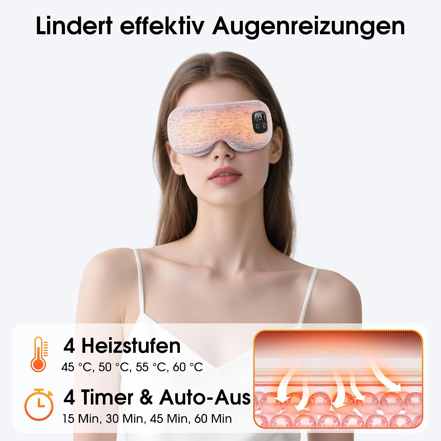 Thumbnail 2 de EASICUTI Augenmaske Wärmend – Kabellose Wärme-Augenkompresse mit 4 Stufen, 1200 mAh Akku