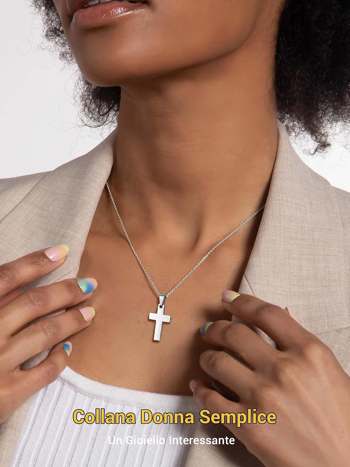Thumbnail 6 de PROSTEEL collana con pendente a croce in acciaio 316L, placcato oro – catena regolabile 50+5 cm