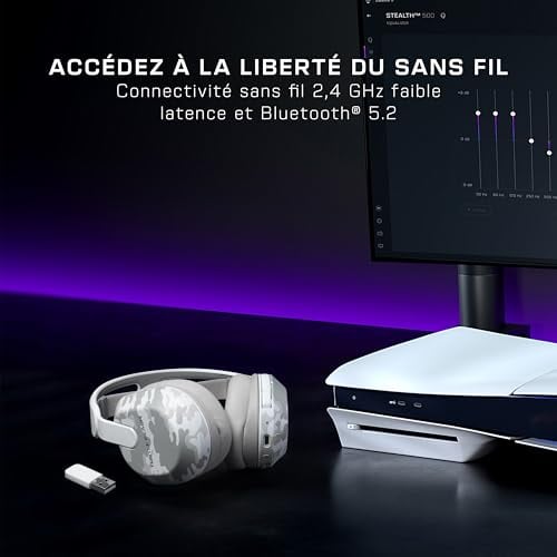 Detalle de Turtle Beach Stealth 500 Camouflage Arctic – Casque Gaming sans Fil pour PS5, PS4, PC et Mobile