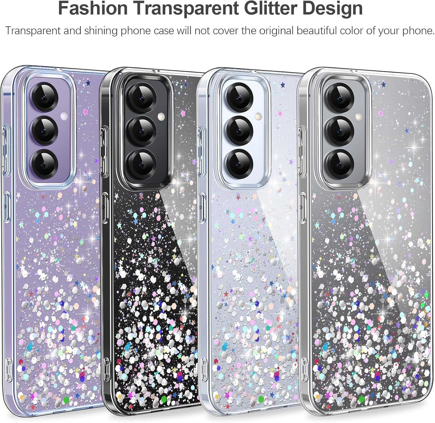 Thumbnail 4 de ivencase Clear Glitter Case for Samsung Galaxy A57 5G — Glittery TPU/PC Shield with 2 Screen Protectors