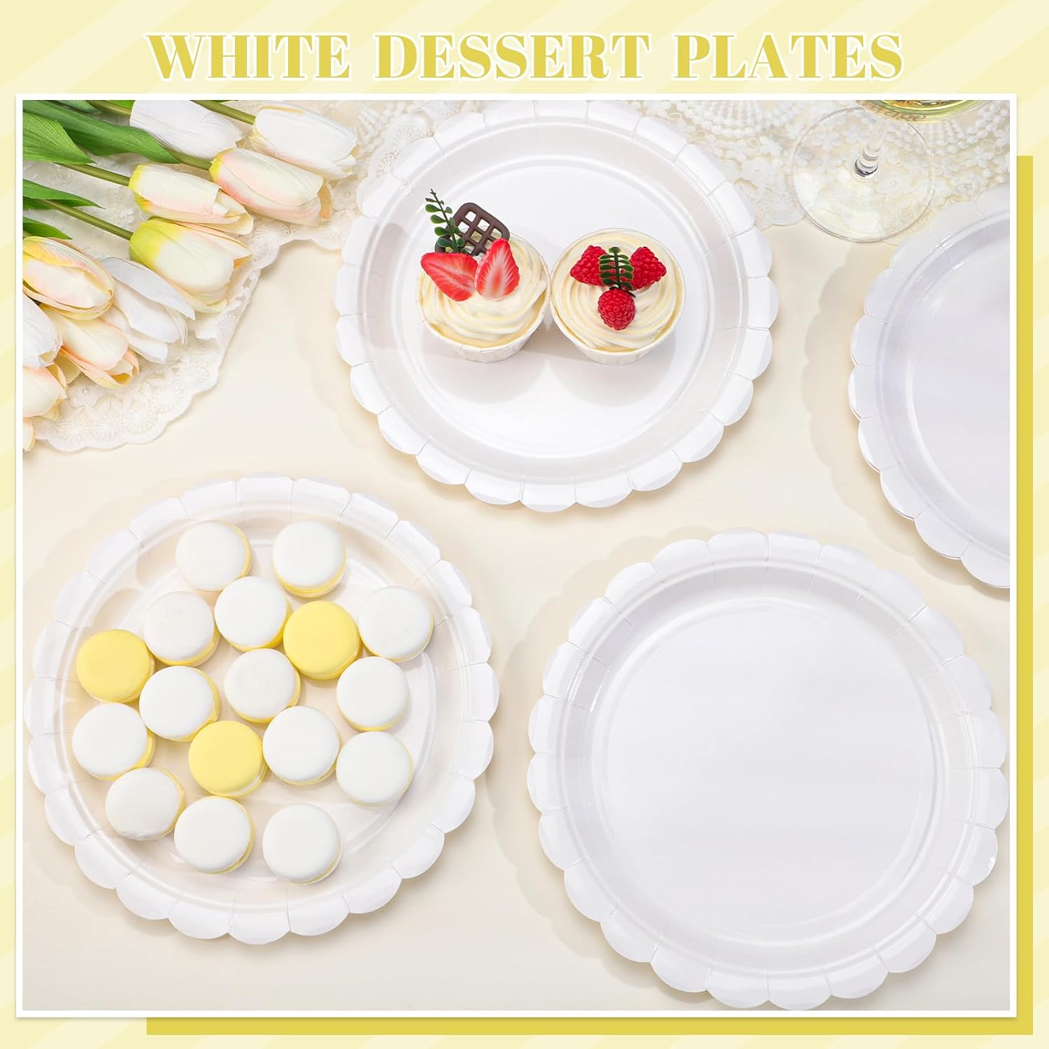 Thumbnail 3 de NatNarr 30-Pack 9-Inch Disposable Scalloped Graduation & Party Paper Plates (White)