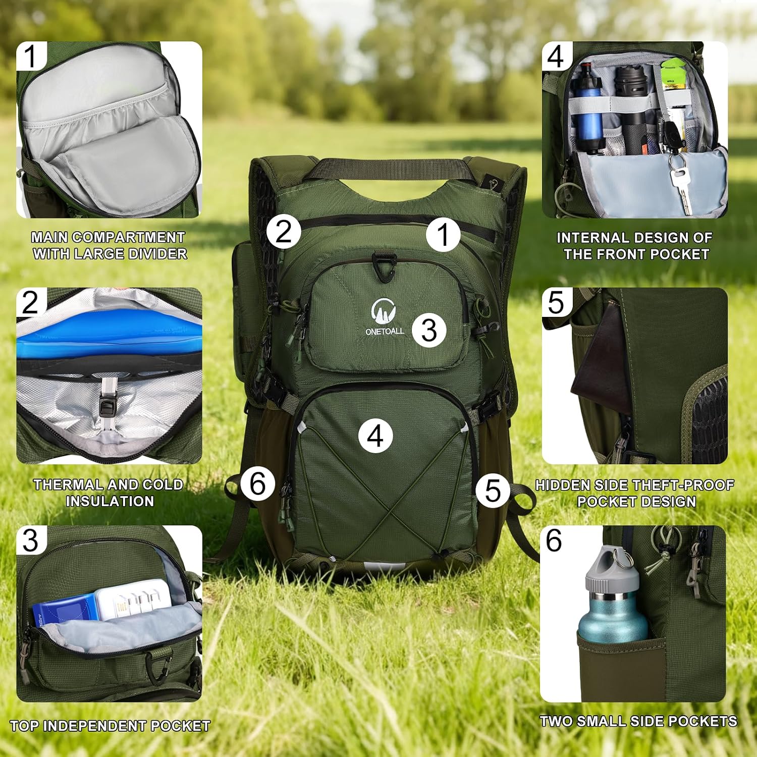 Thumbnail 6 de ONETOALL Hydration Backpack with 2L Water Bladder and 22L Capacity