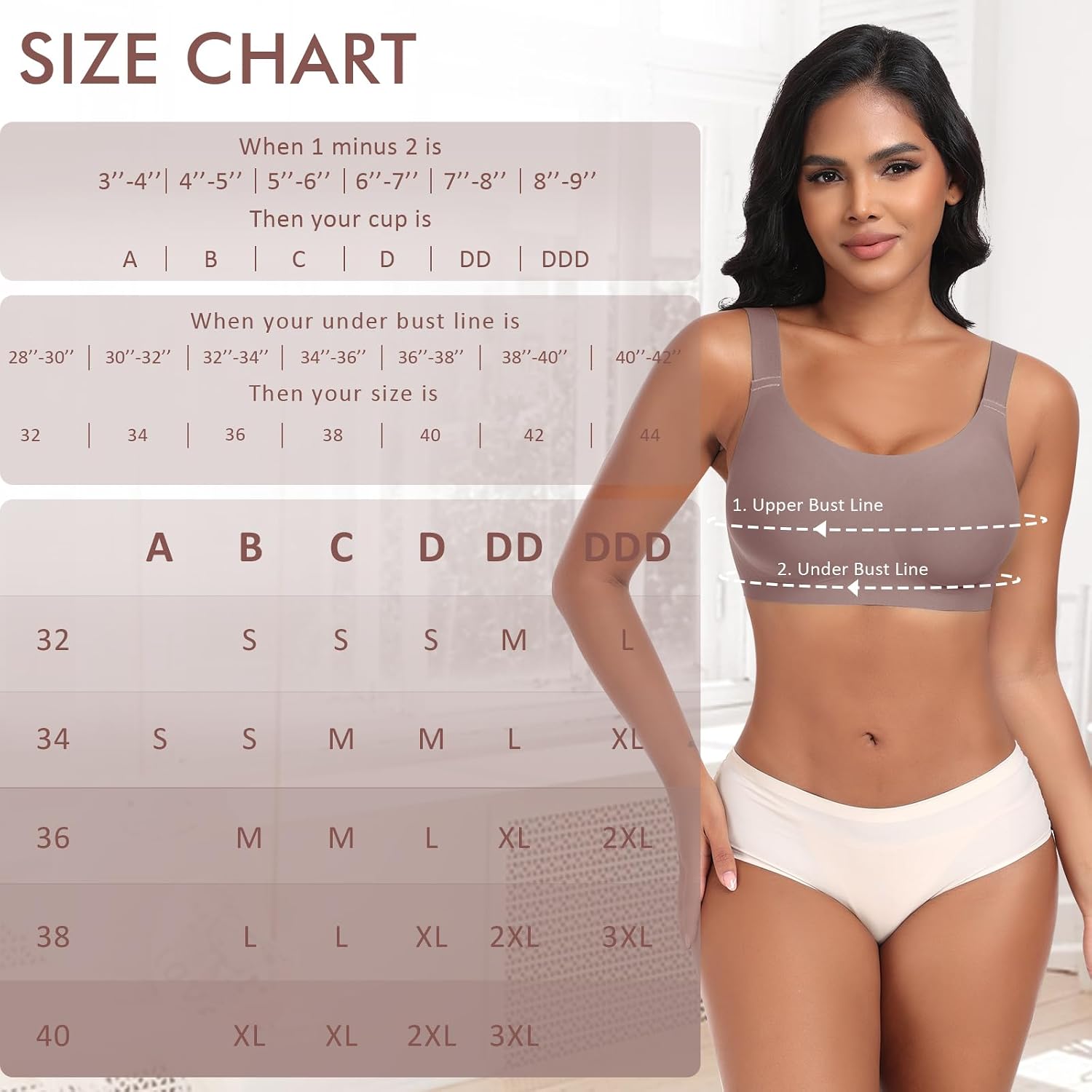 Detalle 2 de Ganado WNBR001 Wireless Seamless Bra, Full Coverage with Adjustable Straps