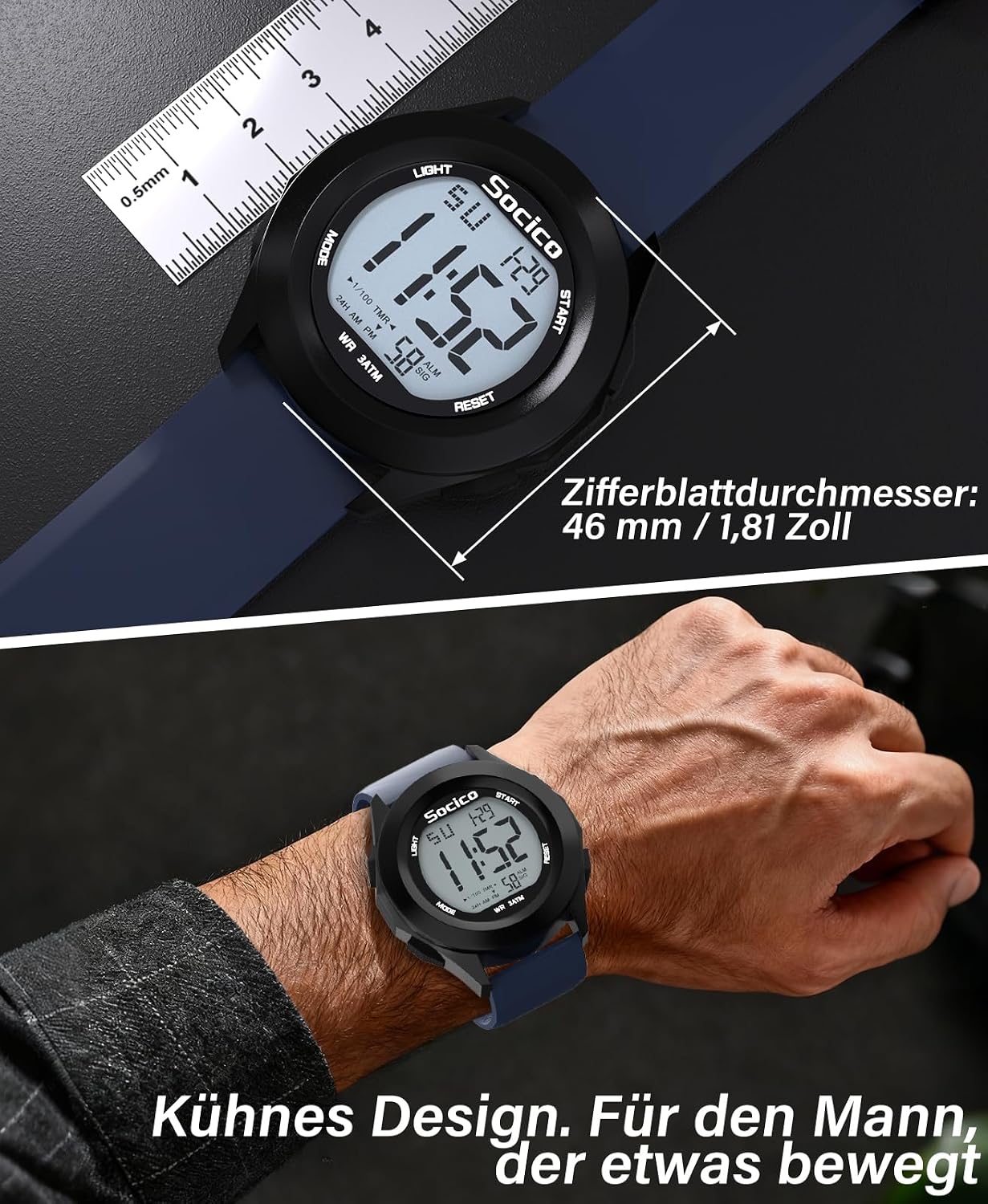 Thumbnail 1 de SOCICO Herren Digitaluhr Großes Display