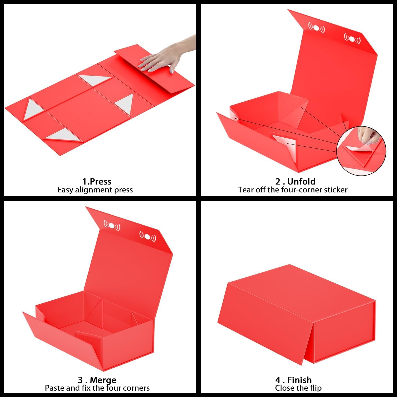 Thumbnail 3 de 2er Geschenkbox-Set 24x15x7,6 cm mit magnetischem Verschluss – Rot