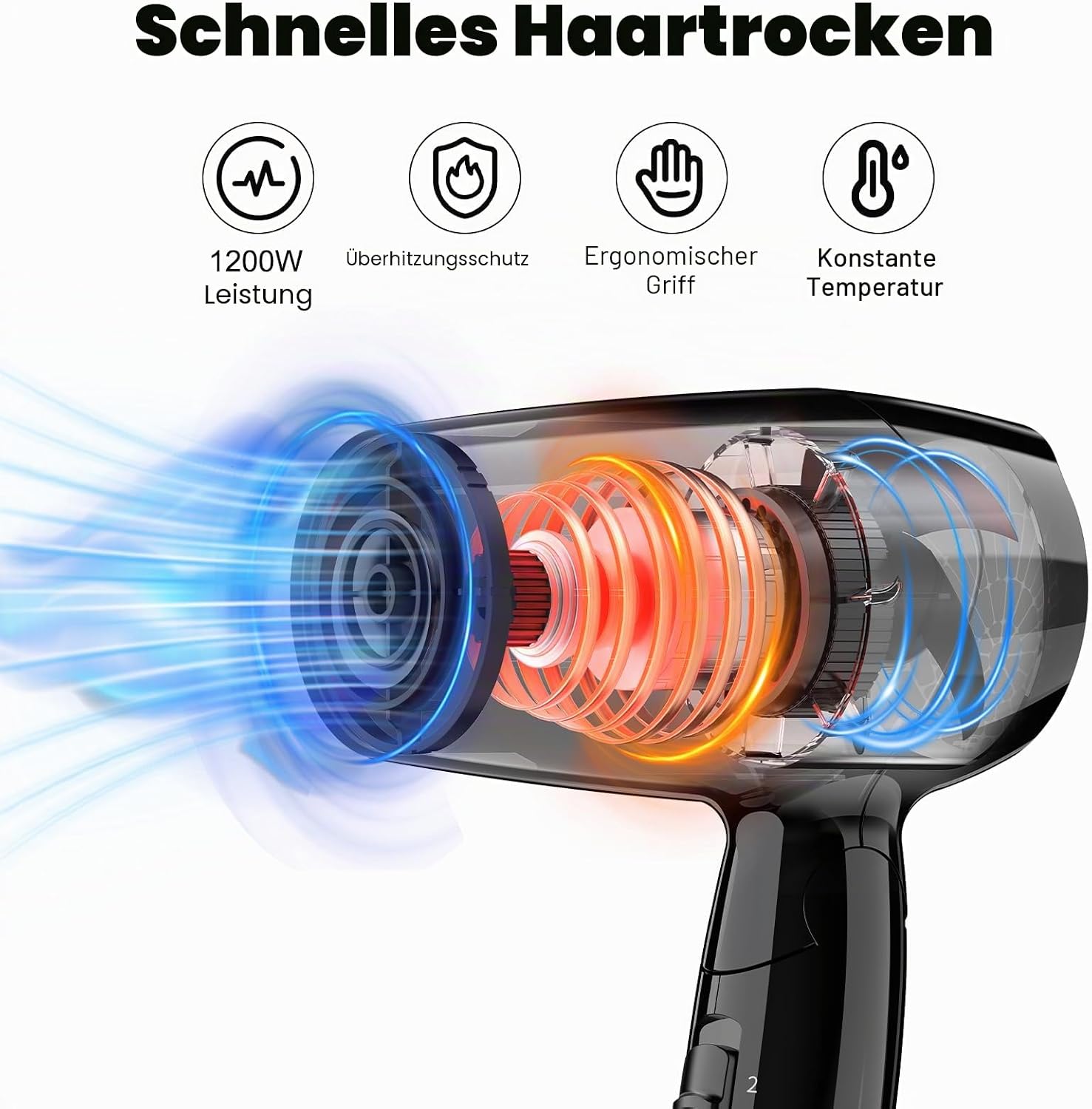 Thumbnail 1 de YASHE Klappbarer Mini Haartrockner 1200 W