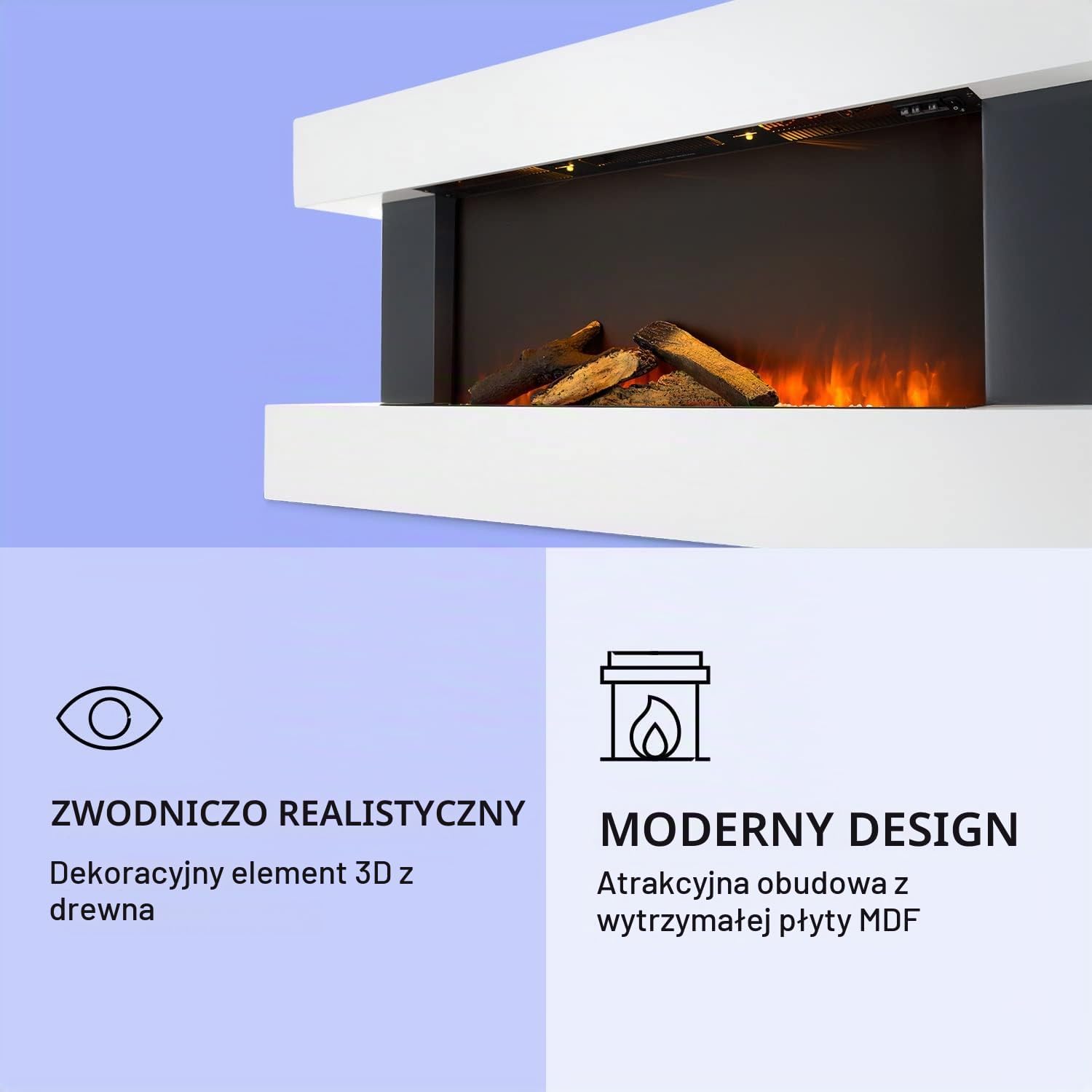 Detalle de Klarstein Light & Fire 1 Smart ACO7-Studio L&F 1 W – kominek elektryczny LED