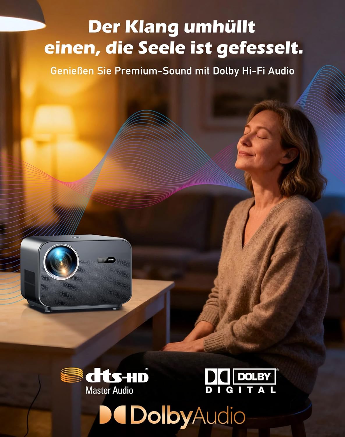 Thumbnail 3 de VGKE Beamer 4k Heimkino – Kompatibel mit Netflix, Autofokus & 1100 ANSI, WiFi6
