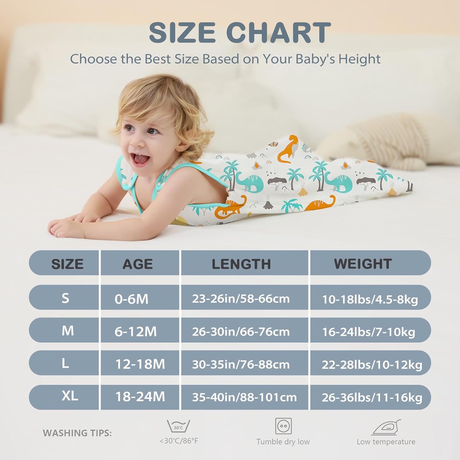 Thumbnail 4 de Mosebears Sacco Nanna in cotone morbido 0,5 Tog (12-18 mesi) con zip a doppio cursore