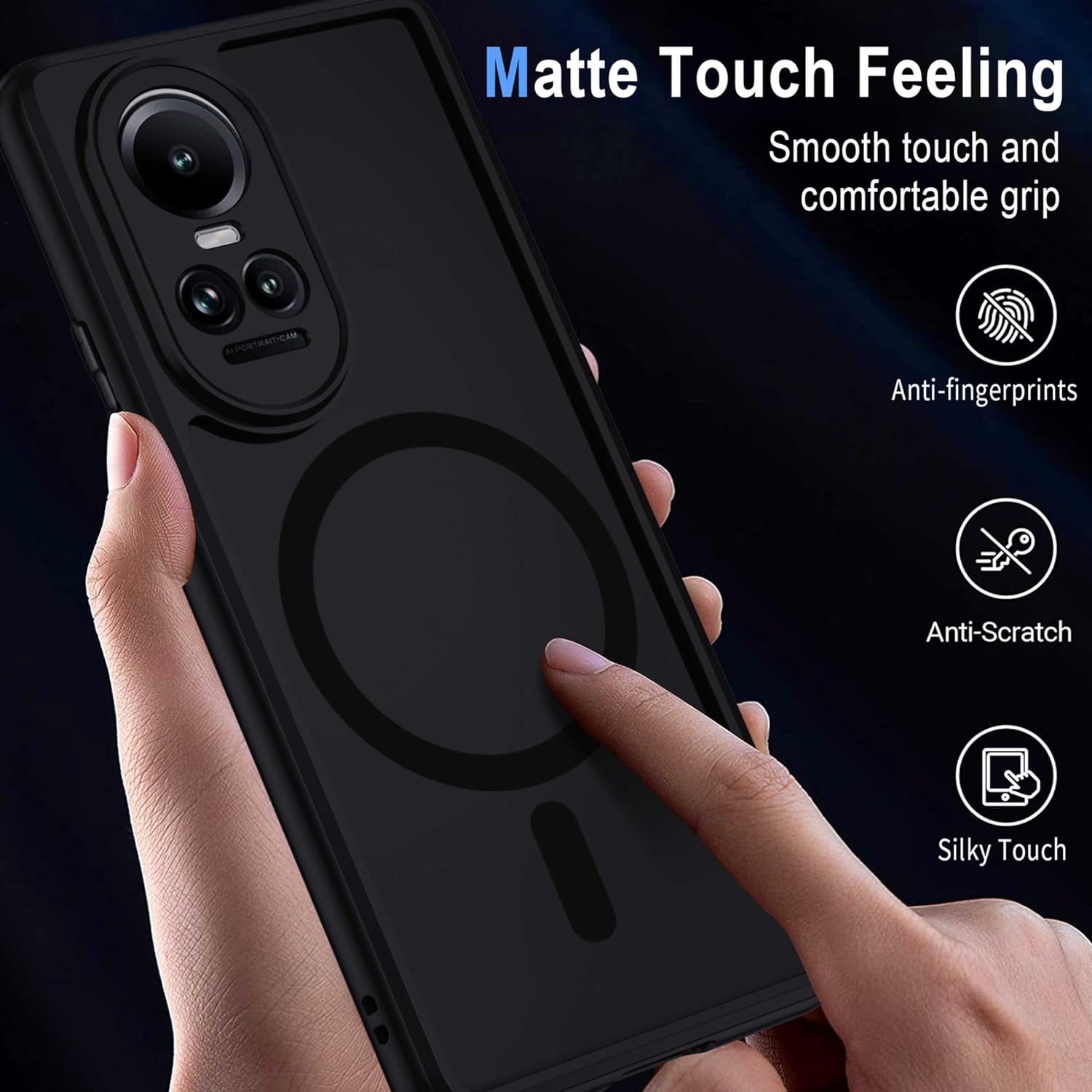 Thumbnail 3 de XTCASE Coque magnétique pour Oppo Reno 10 / Reno 10 Pro 5G – Dos translucide, PP Dur et TPU, compatible MagSafe