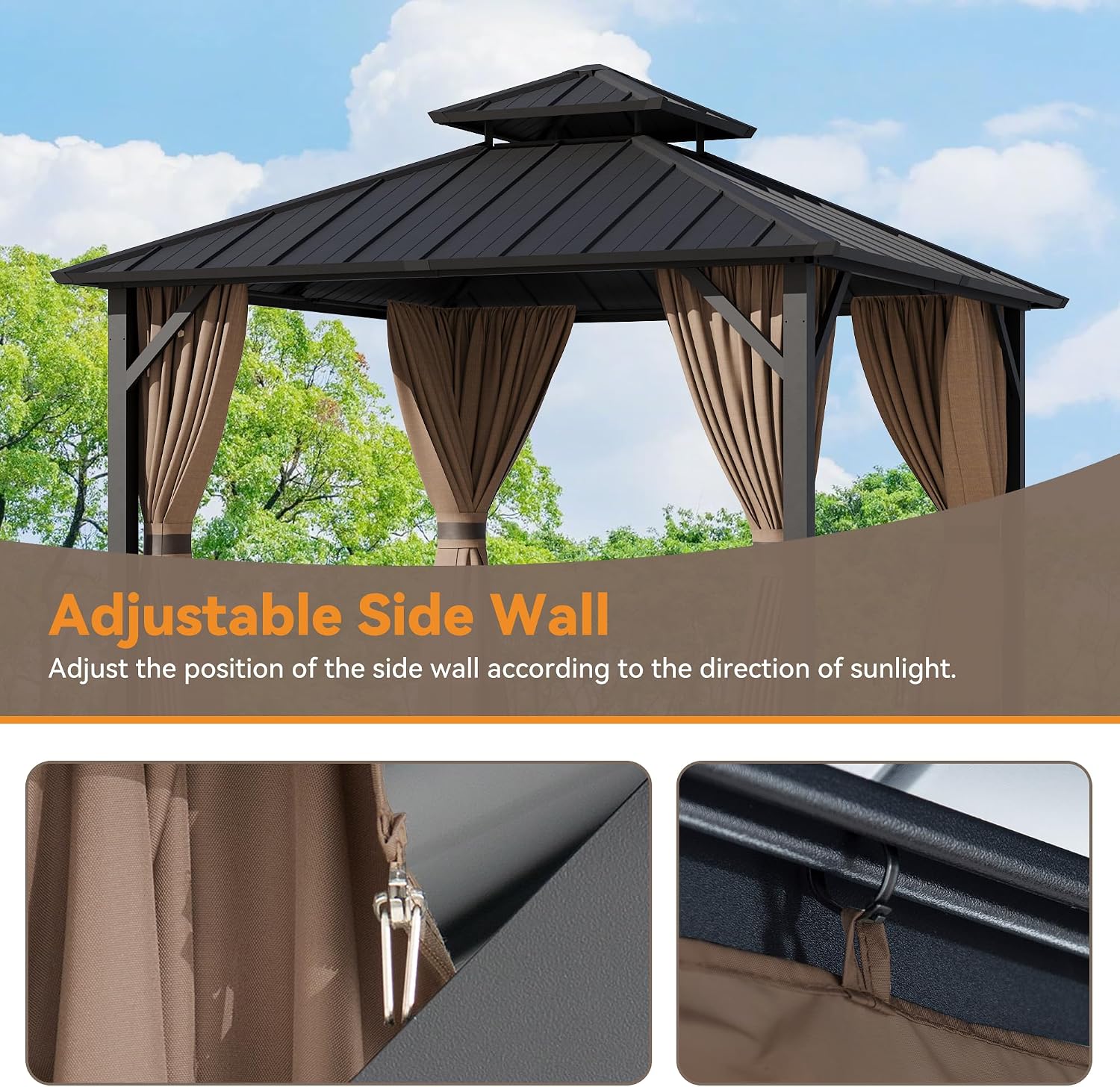 Thumbnail 4 de Outdoor Gazebo Curtains, 10' x 10