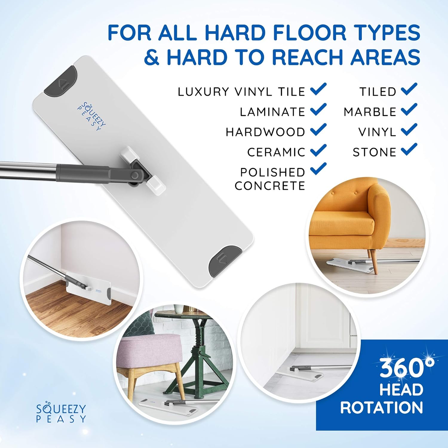 Detalle 2 de SqueezyPeasy Premium Flat Mop 5-pack 🧹