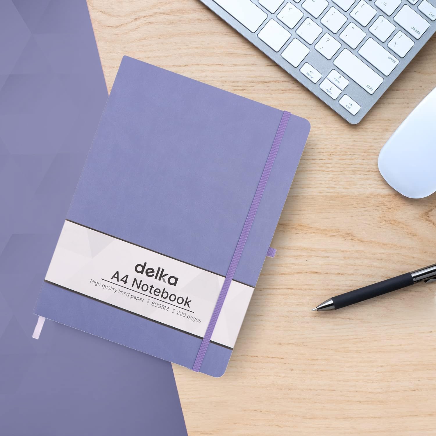 Detalle de delka A4 Notebook in Purple – 160 Pages with Practical Features