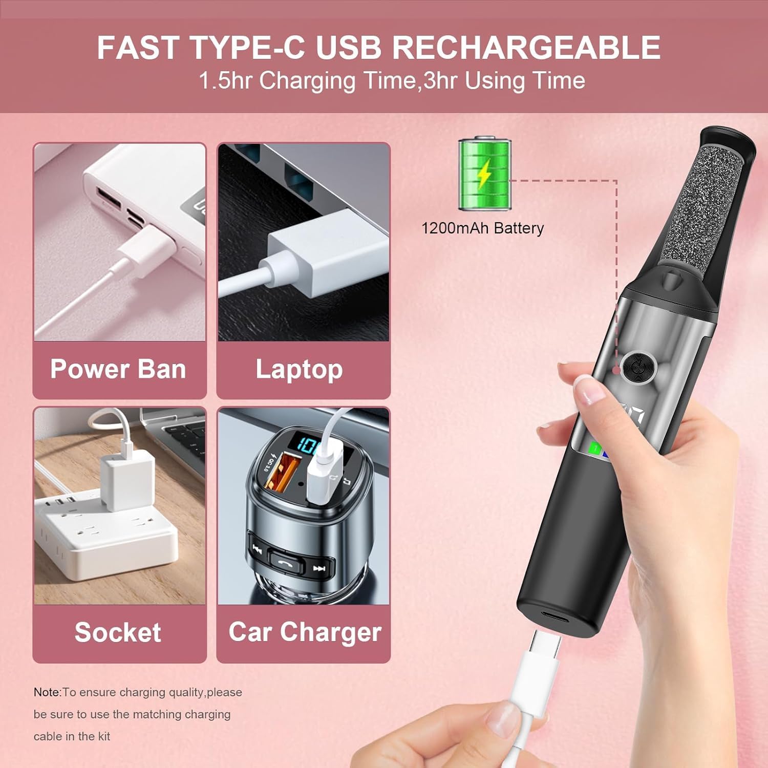 Thumbnail 6 de Dongxw Electric Callus Remover for Feet – Rechargeable Foot File with 3 Roller Heads