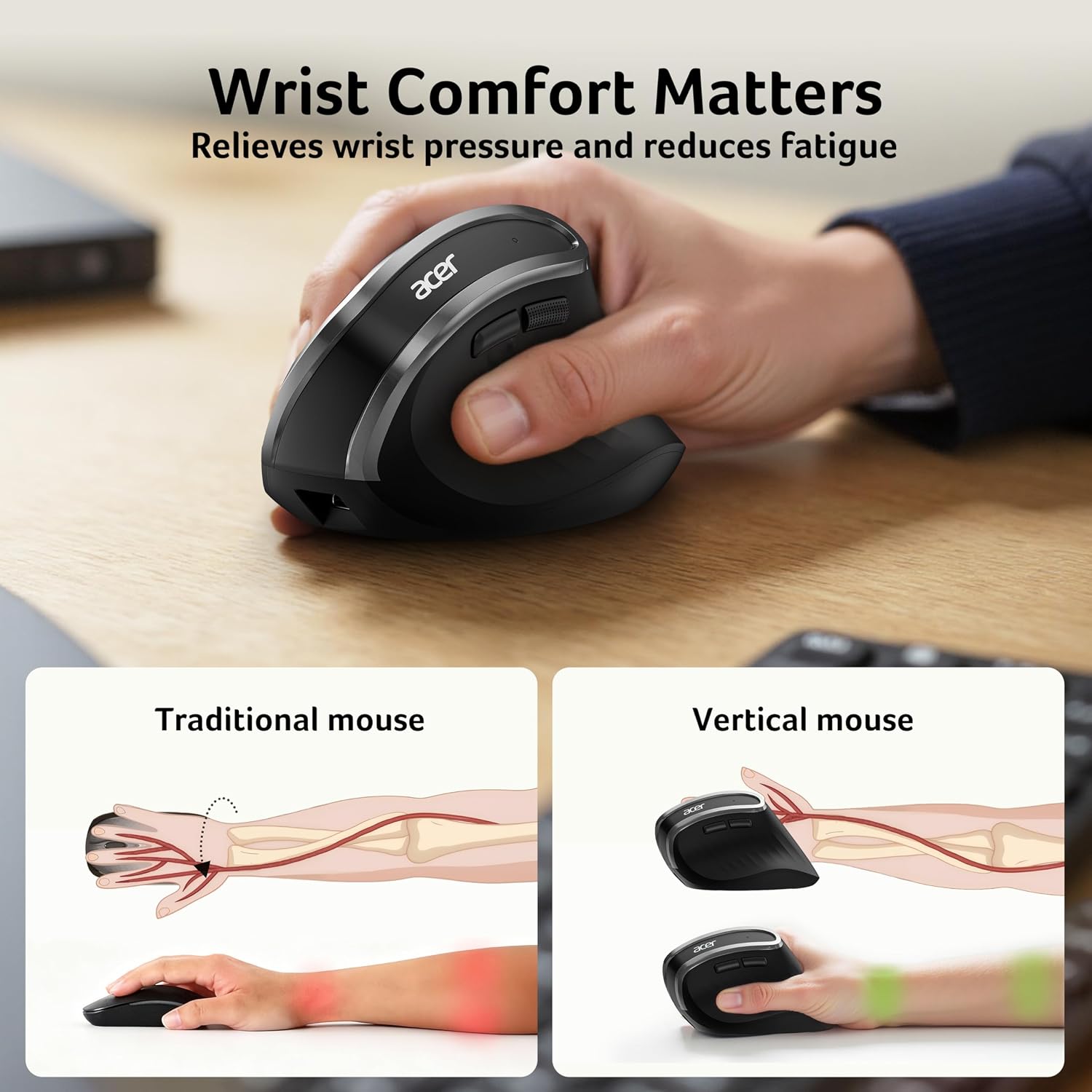 Thumbnail 3 de acer Ergonomic Wireless Mouse 500mAh