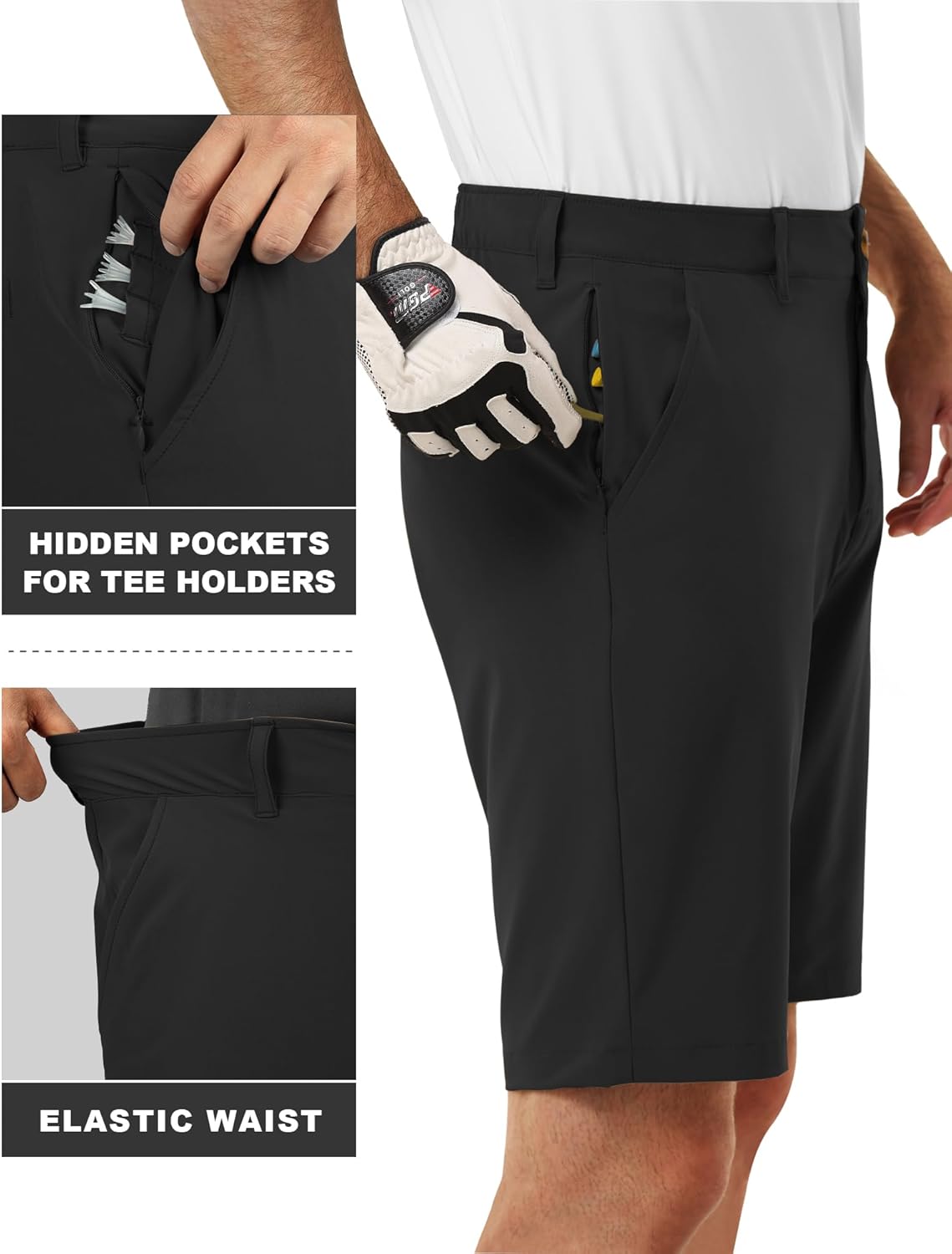 Detalle de 33,000ft Herren Golf Shorts Stretch – 11" Bermuda Shorts mit 5 Taschen, feuchtigkeitsableitend und UPF50+