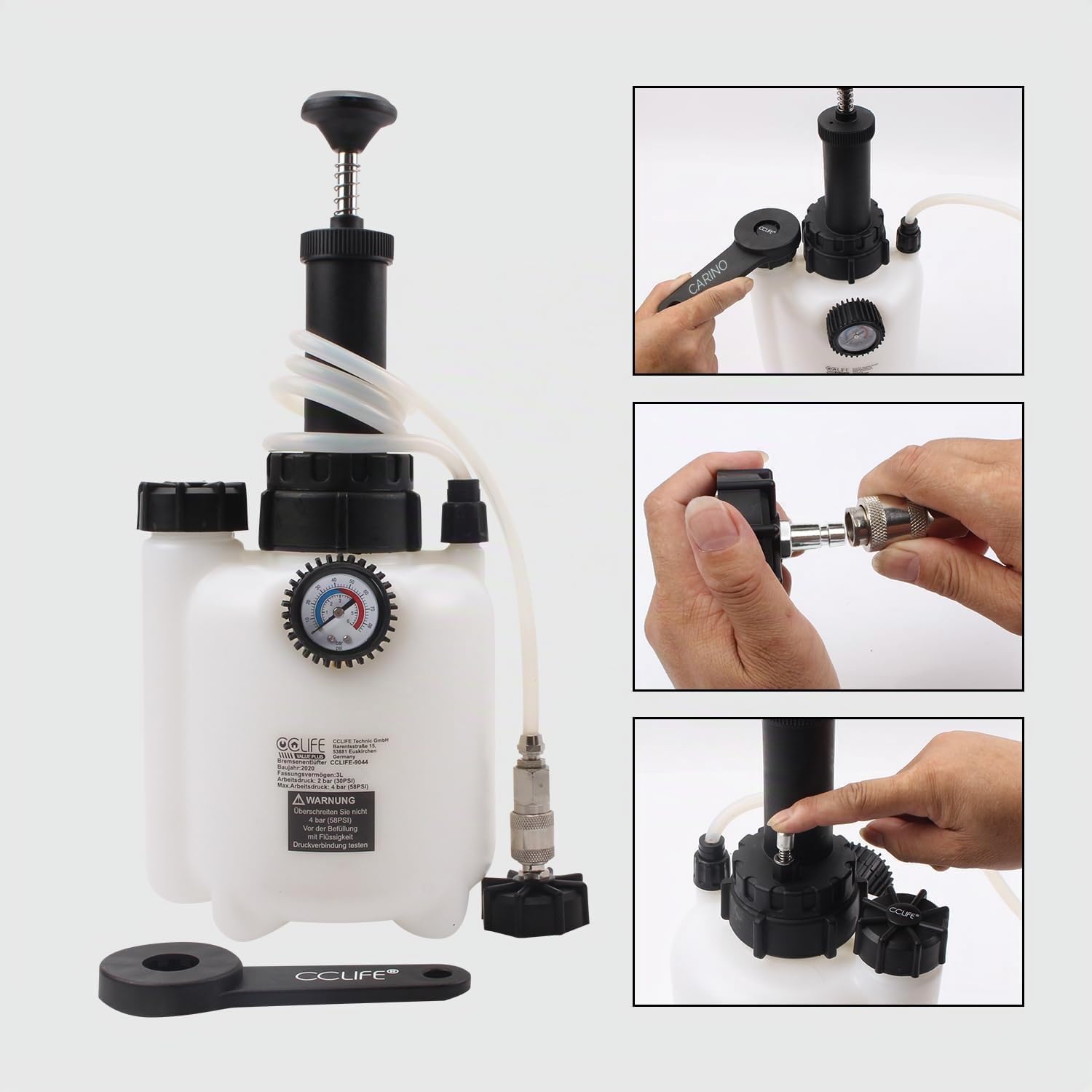 Detalle de CCLIFE Spurgo Freni Manuale 3L Kit con Adattatore E20 – Soluzione professionale per spurgo liquido freni e frizioni