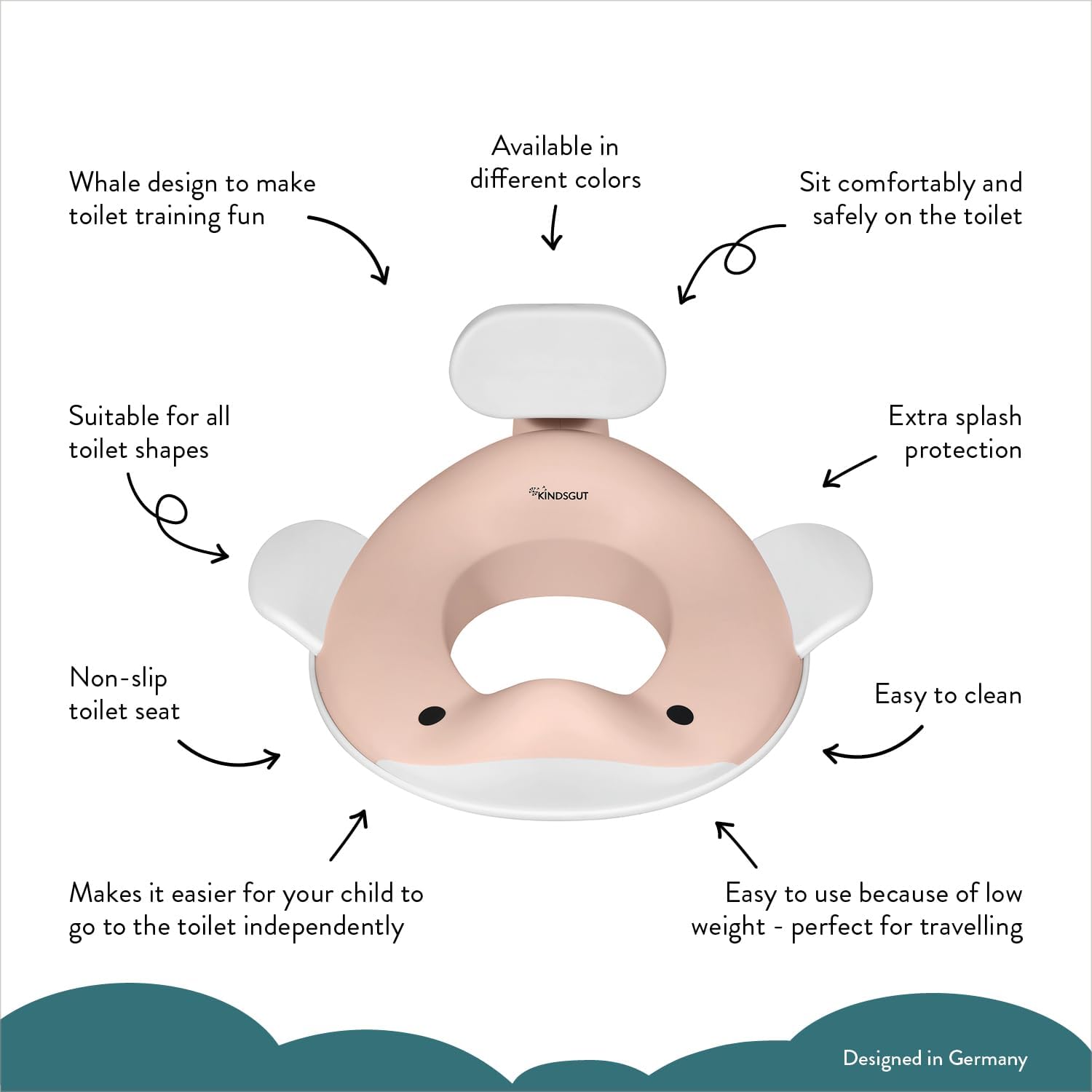 Thumbnail 6 de Kindsgut Whale for Children toilet seat with splash guard in child-friendly peach