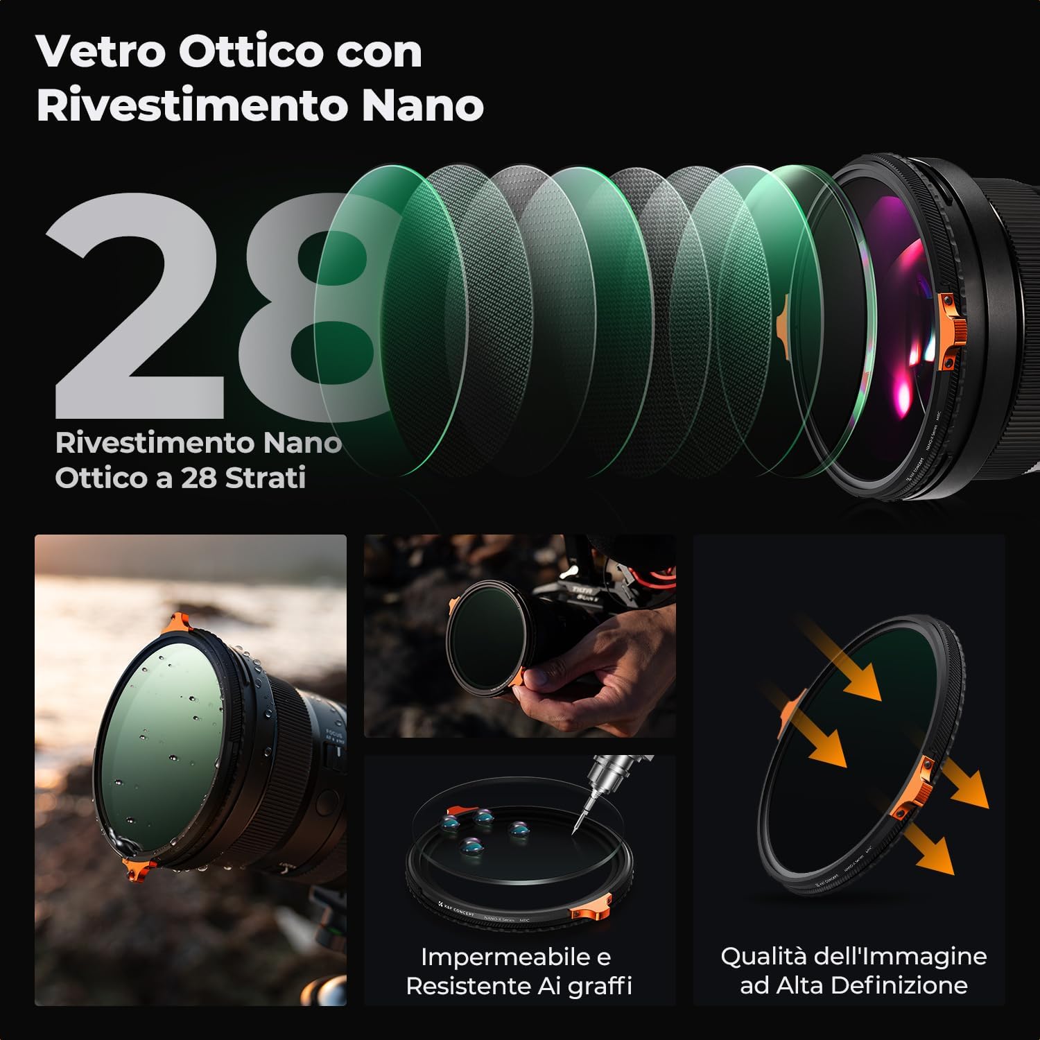 Thumbnail 5 de K&F CONCEPT Nano-Xcel 43mm True Colour Filtro Variabile ND2-32 (1-5 Stop) & CPL – 2 in 1
