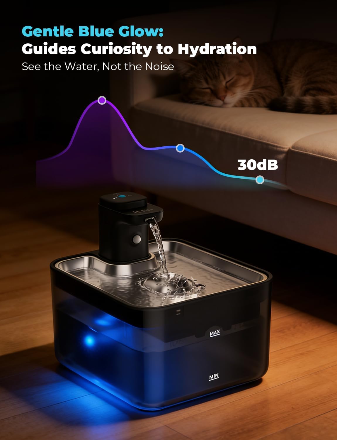 Thumbnail 6 de KYG Fontanella per Gatti Senza Fili 3L: fontana automatica silenziosa con sensore e batteria da 4000 mAh