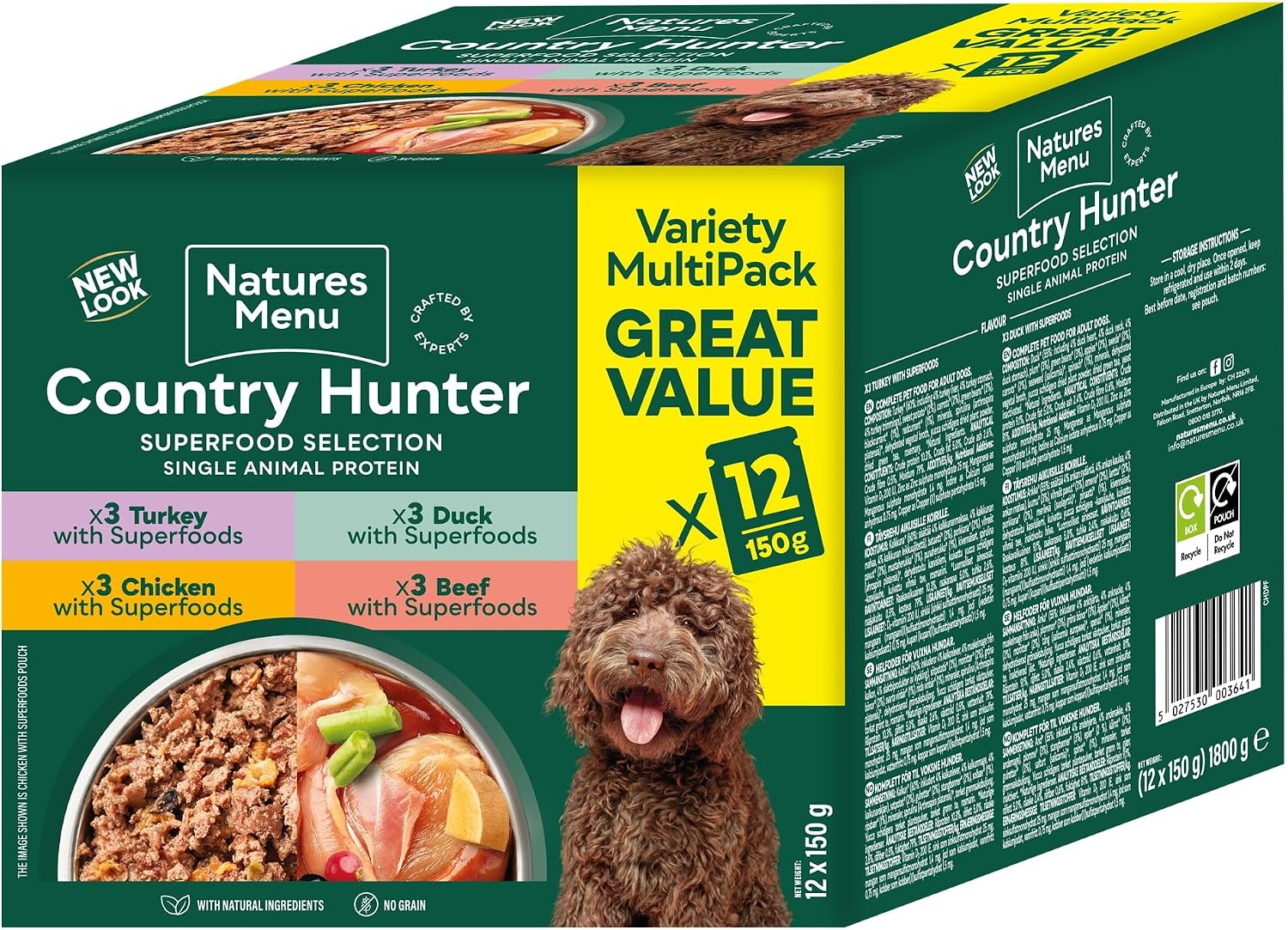 Detalle de Natures Menu Superfood Selection Pouches for Dogs (12 x 150 g)