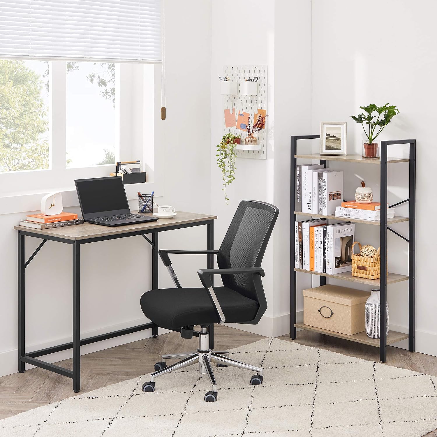 Thumbnail 3 de VASAGLE LWD041B02V2 Computer Desk: Practical 100 x 50 cm Greige Desk with Black Steel Frame