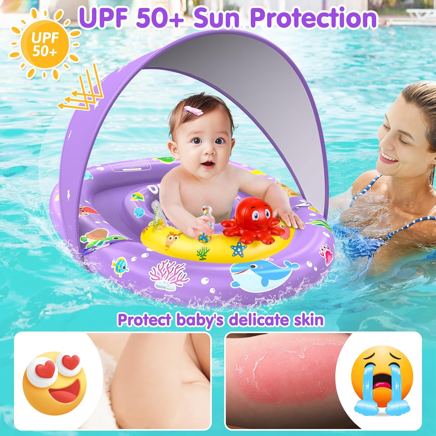 Detalle 2 de EZIGO Baby Pool Float UPF 50+ Canopy
